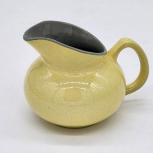 Vintage Harkerware Stone China Oven Proof Cream Pitcher Golden Dawn Yellow Gray
